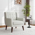 Accent Chair, Modern Fabric Armchair for Living Room, Comfy Upholstered Arm Chair Tufted for Indoor Bedroom Office Room (Beige)