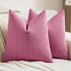 FUTEI Hot Pink Chenille Decorative Throw Pillow Covers 20x20 Inch Set of 2,Soft Cozy Striped Geometric Patterns Cushion Cases,Modern Home Decor for Couch Bed Living Room