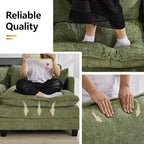 35‘’ Modern Chenille Cloud Sofa Ottoman,Rectangle Ottoman for Modular Sectional Sofa, Green