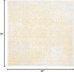 SAFAVIEH Evoke Collection Area Rug - 3' Square, Ivory & Gold, Distressed Design, Non-Shedding & Easy to Clean, Ideal for Foyer, Bedroom, Accent Space (EVK256B)