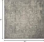 SAFAVIEH Evoke Collection Area Rug - 5'3" Square, Silver & Ivory, Distressed Design, Non-Shedding & Easy to Clean, Ideal for Living Room, Bedroom, Dining Space (EVK256S)