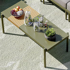 Sundale Outdoor 3 Pieces Patio Furniture Set, Metal Outdoor Sectional Sofa with 6 Inch Olefin Cushion and Coffee Table, All-Weather Modern Outdoor Conversation Sets (Green Frame)