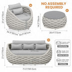 6 Pieces Deck Patio Furniture Set: Hand Woven Rope, Rusrproof Aluminum Frame, Weather Resistant, Thick Cushions, No Assembly, Comfy Outdoor Conversation Sofa Set for Porch Yard Lawn Hotel - Gray