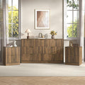 3-Piece Modern Bedroom Furniture Set, Wide 7-Drawer Dresser & 2-Drawer Nightstands Set of 2, Natural Wood Dresser and Nightstand Sets for Bedroom, Hallway, Walnut
