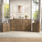 3-Piece Modern Bedroom Furniture Set, Wide 7-Drawer Dresser & 2-Drawer Nightstands Set of 2, Natural Wood Dresser and Nightstand Sets for Bedroom, Hallway, Walnut