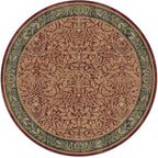 RUGGABLE x Morris & Co Machine Washable Christmas Area Rug – Acorn Amber Red 8 ft Round, Stain-Resistant, Non-Slip – Large Rugs for Living Room, Bedroom, Hallway, Entryway & Office–with Standard Pad