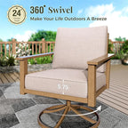 7-Piece Patio Outdoor Conversation Furniture Set with Dual Swivel/Stationary Chairs, Steel Modern Outdoor Patio Conversation Sets with Thick Cushions for Porch, Balcony, Backyard-Beige