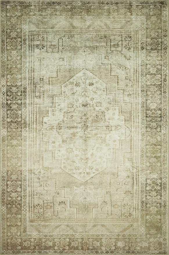 Loloi Magnolia Home by Joanna Gaines Banks Collection BAN-06 Natural/Granite 7'-6" x 9'-6", .13" Pile Height, Machine Washable, Area Rug