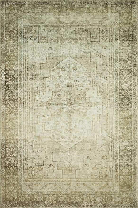 Loloi Magnolia Home by Joanna Gaines Banks Collection BAN-06 Natural/Granite 5'-0" x 7'-6", .13" Pile Height, Machine Washable, Area Rug