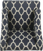 Homepop Home Decor | Upholstered Classic Swoop Arm Accent Chair | Accent Chairs for Living Room & Bedroom | Decorative Home Furniture, Dark Navy Geometric