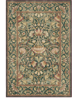 RUGGABLE x Morris & Co Machine Washable Area Rug – Lodden Soft Evergreen & Gold 6x9, Stain-Resistant, Non-Slip – Medium Rugs for Living Room, Bedroom, Hallway, Entryway & Office–with Standard Pad