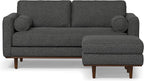 SIMPLIHOME Morrison Mid-Century Modern 72 inch Wide Sofa with Ottoman Set in Charcoal Grey Tightly Woven Performance Fabric for the Living Room and Family Room