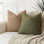 Foindtower Pack of 2 Modern Textured Boucle Throw Pillow Covers Accent Solid Decorative Pillow Cases Cozy Woven Couch Cushion Case for Chair Sofa Bedroom Living Room Home Decor, 18 x 18 Inch,Green