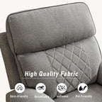 Electric Recliner Chair, Soft Fabric Power Recliners with Metal Cup Holders, Single Overstuffed Heavy Duty Reclining Sofa Chairs for Living Room Bedroom, Light Grey