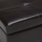SIMPLIHOME Oregon 42 inch Wide Contemporary Rectangle Storage Ottoman Bench with Tray in Tanners Brown Vegan Faux Leather, Assembled, For the Living Room, Entryway and Family Room