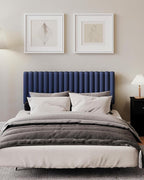 Queen Size Upholstered Headboard Only, Channel Tufted Headboard with Adjustable Height, Easy Assembly, Navy Blue