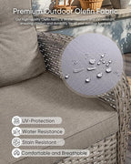 HUMMUH 2-Person Outdoor Glider Bench-All-Weather Wicker Patio Double Swing Rocking Chair Patio Loveseat for Deck Lawn Porch Balcony Poolside-Grey/Grey