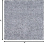 Unique Loom Solid Shag Collection Area Rug (5' 1" Square, Cloud Gray)