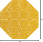 Unique Loom Trellis Frieze Collection Area Rug - Geometric (5' Octagon, Yellow/ Ivory)