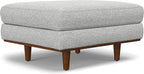 SIMPLIHOME Morrison Mid-Century Modern 89 inch Wide Sofa with Ottoman Set in Mist Grey Woven-Blend Fabric for the Living Room and Family Room