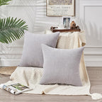 GAWAMAY Decorative Square Throw Pillow Covers 22"x22" Inch Set of 2, Super Soft Chenille Pillows Farmhouse Fall Pillowcase for Living Room Bedroom Sofa Couch Cushion Cover Light Grey 55x55cm