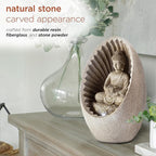 Alpine Corporation WIN322 Indoor/Outdoor Tabletop Buddha Fountain with LED Lights, Soothing Buddha Garden Fountain 11", Beige
