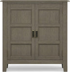 SIMPLIHOME Burlington SOLID WOOD 30 inch Wide Transitional Low Storage Cabinet in Farmhouse Grey for the Living Room, Entryway and Family Room