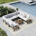 MFSTUDIO Patio Furniture Set,8 Seat Outdoor Sectional Sofa Patio Conversation Set with 1×Coffee Table for Backyard,Garden,Deck