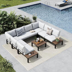 MFSTUDIO Patio Furniture Set,8 Seat Outdoor Sectional Sofa Patio Conversation Set with 1×Coffee Table for Backyard,Garden,Deck