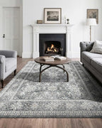 VEVOR 8 x 10 ft Area Rug Large Washable Rug Non-Slip and Tear-Resistant Soft Carpet Pet & Child Friendly Vintage Area Rugs Indoor Mat for Bedroom Living Room Kids Room Entryway Office Gray