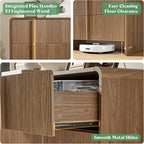 AMERLIFE 63" Fluted 6 Drawer Dresser, Wide Modern Chest of Storage Drawers with Pine Handles, Rounded Corners & Anti-Tip, Wood Drawer Organizer for Cloth, Bedroom, Living Room, Hallway, Dark Walnut