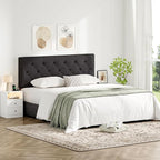 Upholstered Full Headboard, Full Size Headboard Only for Bed Frame from 42”-55”, Adjustable Height Full headboard with Durable Wood Legs, Fabric Bed Headboard in Modern Button Design, Dark Grey