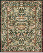 RUGGABLE x Morris & Co Machine Washable Area Rug – Lodden Soft Evergreen & Gold 8x10, Stain-Resistant, Non-Slip – Large Rugs for Living Room, Bedroom, Hallway, Entryway & Office–with Standard Pad