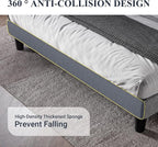 Allewie Full Size Bed Frame with Button Tufted Wingback Headboard, Modern Fabric Upholstered Platform Bed Frame with Strong Wood Slat Support, No Box Spring Needed, Easy Assembly, Light Grey