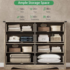 Dresser for Bedroom with 8 Drawers, 54" Wide Wood Chest of Drawers with Deep Drawers & Mental Handle, Modern Dresser TV Stand, Wooden Closet Storage Organizer for Living Room, Hallway, Entryway, Grey