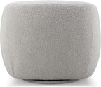 CHERS Aspen Swivel Accent Chair with Wood Accents, Bouclé Upholstered Armchair for Living Room, 360° Swivel Barrel Chair with High-Density Cozy Foam Cushioning, Modern Design, Light Gray