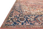 Loloi Layla Collection LAY-08 Red/Navy 2'-0" x 5'-0" .13" Thick Accent Rug, Soft, Durable, Vintage Inspired, Distressed, Low Pile, Non-Shedding, Easy Clean, Printed, Living Room Rug