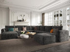 EASE MOOSE Oversized Sectional Cloud Couch, 9-Seat Modular Boneless Sofa Set with Deep Seat, No-Assembly Chenille Sofa for Living Room, Dark Grey