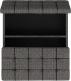 SIMPLIHOME Harrison 40 inch Wide Transitional Square Large Coffee Table Storage Ottoman in Ebony Polyester Tweed, Assembled, for The Living Room and Bedroom