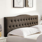 Tufted Upholstered Headboard Twin Size, Sturdy and Durable Solid Wood Bed headboard, Fabric Headboard Adjustable Height from 37” to 51”, Button Diamond Design Head Board, Chocolate