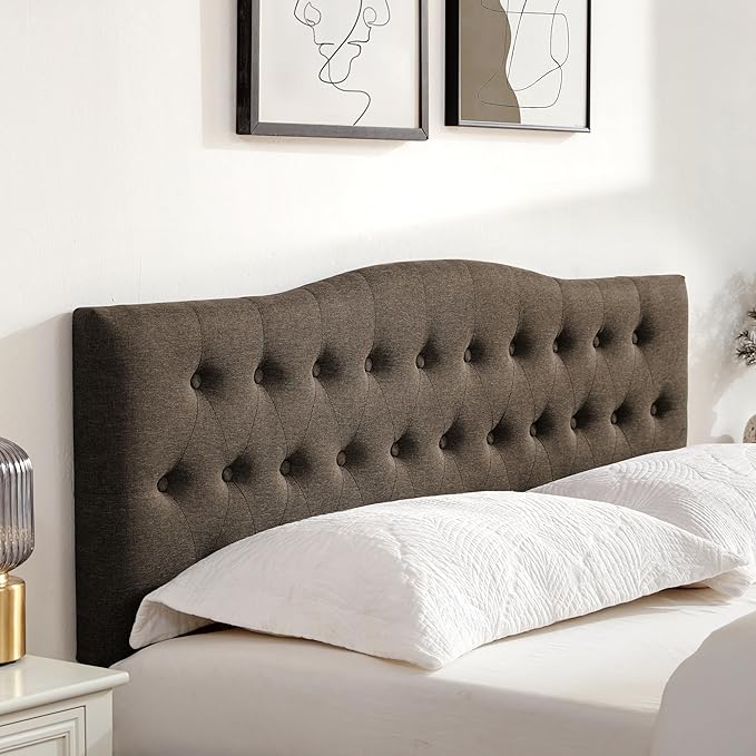 Tufted Upholstered Headboard Twin Size, Sturdy and Durable Solid Wood Bed headboard, Fabric Headboard Adjustable Height from 37” to 51”, Button Diamond Design Head Board, Chocolate