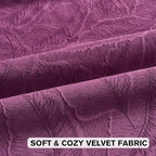 FUTEI Purple Velvet Throw Pillow Covers 20x20 Inch Set of 2,Soft Embossed Leaf-Relief Textured Cushion Cases,Natural Home Decor for Couch Living Room