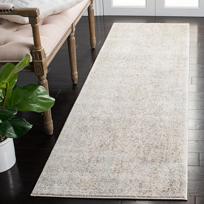 SAFAVIEH Evoke Collection Runner Rug - 2'2" x 9', Ivory & Taupe, Distressed Design, Non-Shedding & Easy to Clean, Ideal for Foyer, Bedroom, Kitchen, Hallway (EVK256E)