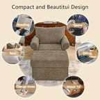 35.82" Accent Chair with Ottoman Upholstered Living Room Chairs for Reading Chair with Chaise Lounge Chairs Indoor, Comfortable Armchair for Bedroom (Brown, 35.82")