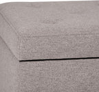 SIMPLIHOME Hamilton 48 inch Wide Transitional Rectangle Storage Ottoman in Cloud Grey Linen Look Fabric, Assembled, For the Living Room, Entryway and Family Room