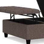 SIMPLIHOME Harrison 36 inch Wide Transitional Square Coffee Table Storage Ottoman in Mink Brown Tweed Look Fabric, Assembled, for the Living Room and Bedroom