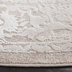 SAFAVIEH Area Rug 5' Round - Reflection Collection - Beige & Cream, Non-Shedding & Easy Cleaning, Ideal for Living Room, Bedroom (RFT665A)