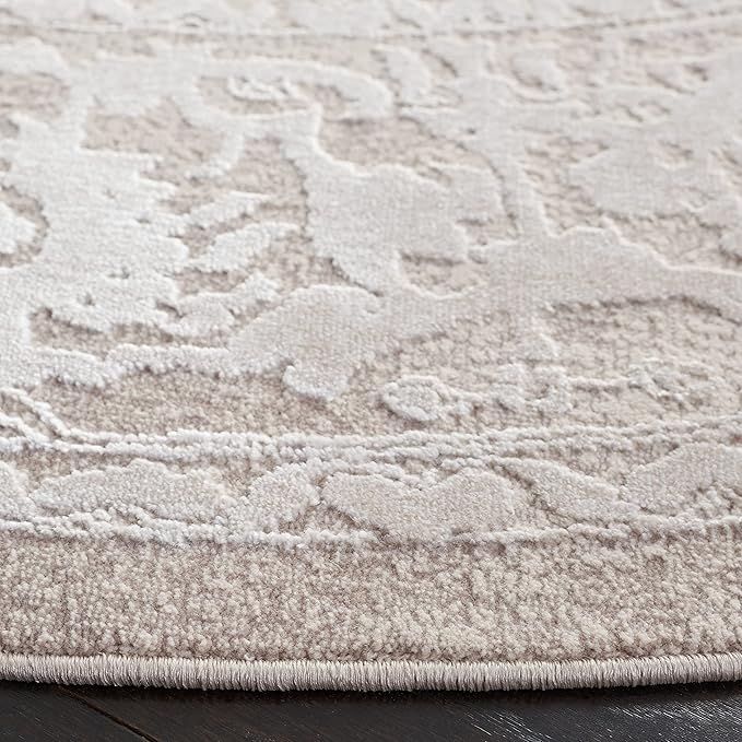 SAFAVIEH Area Rug 5' Round - Reflection Collection - Beige & Cream, Non-Shedding & Easy Cleaning, Ideal for Living Room, Bedroom (RFT665A)
