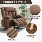 Rocking Recliner Chair with Heat and Massage, Nursery Recliner 360° Swivel Oversized Chairs for Adults, Lazy Boy Single Sofa Seat with 3 Positions, 2 Side Pockets, Cup Holders, and USB Ports, Brown