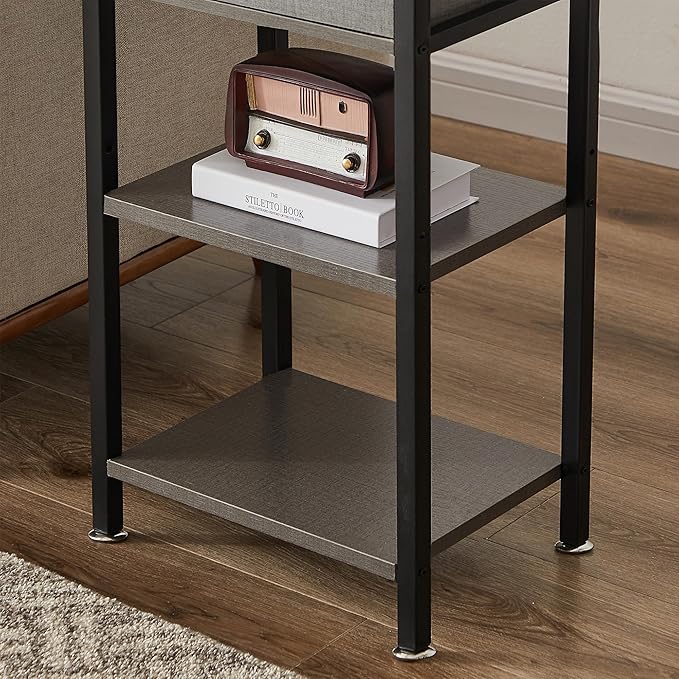 VECELO Tall End Table,Nightstand with Drawer and Adjustable Storage Shelf,27.6 inch Side Table for Living Room/Bedroom/Entryway Small Spaces